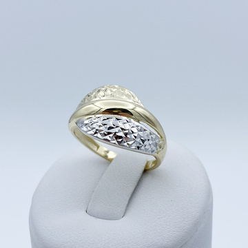 Žluté zlato prsten broušený s bílým zlatem